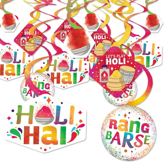 Big Dot of Happiness Holi Hai - Festival of Colors Party Hanging Decor - Party Decoration Swirls - Set of 40