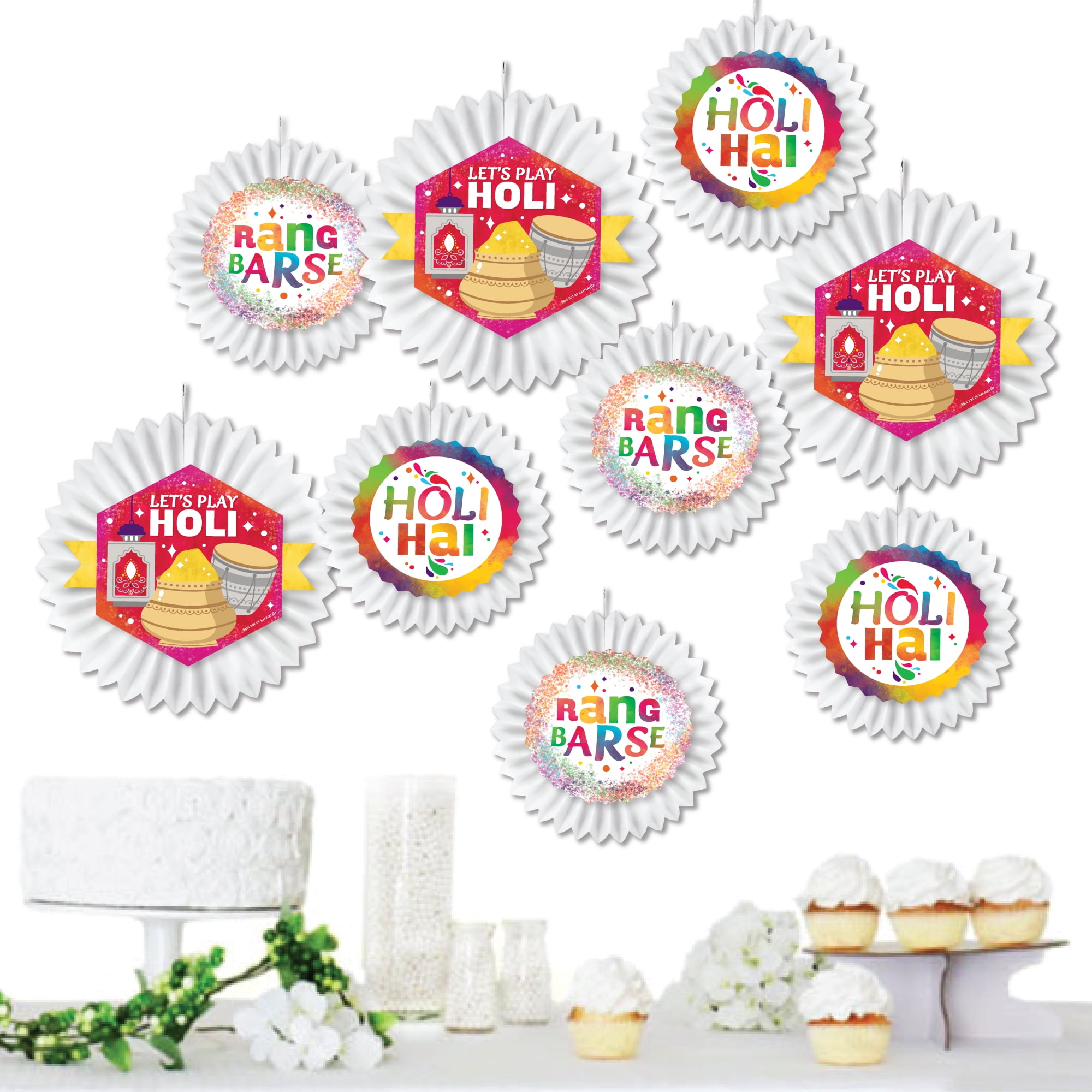Colorful Holi Festival Hanging Paper Fan Decoration Kit