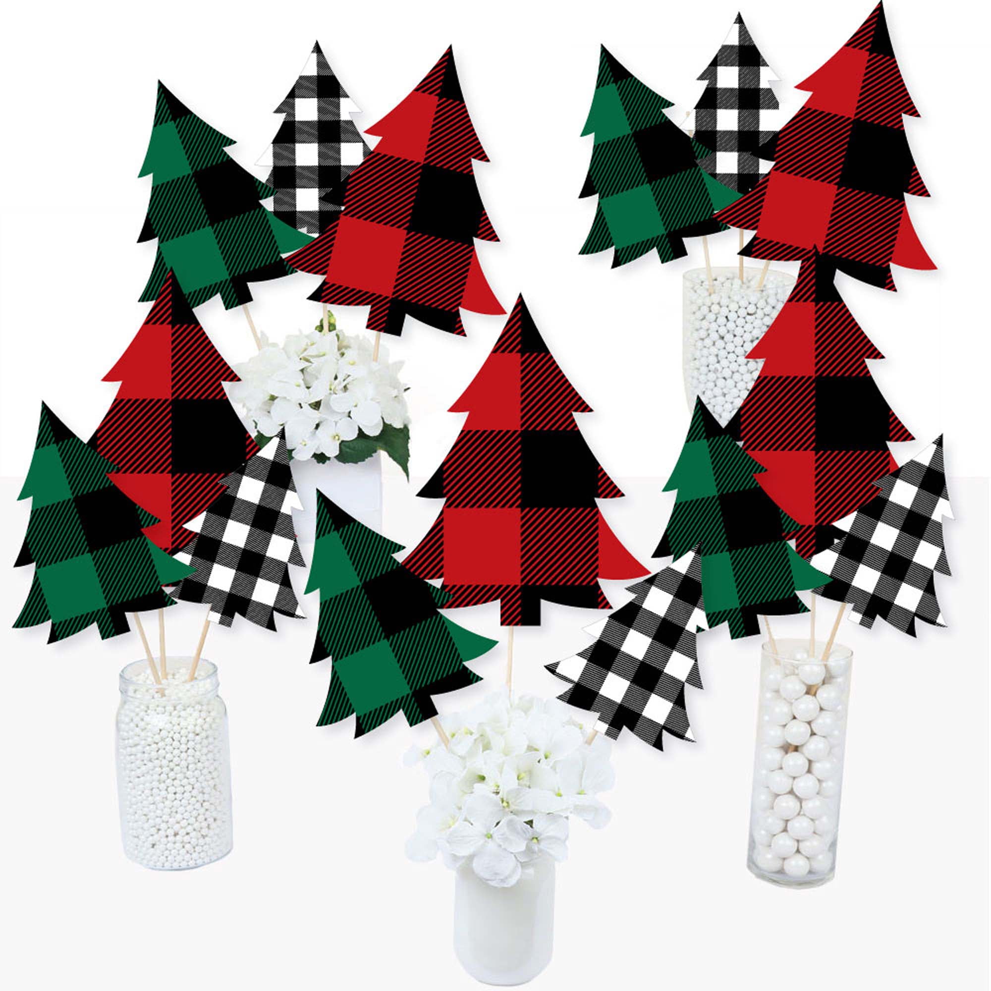 Christmas Party Decorations Supplies - 175 PCS Buffalo Plaid Xmas