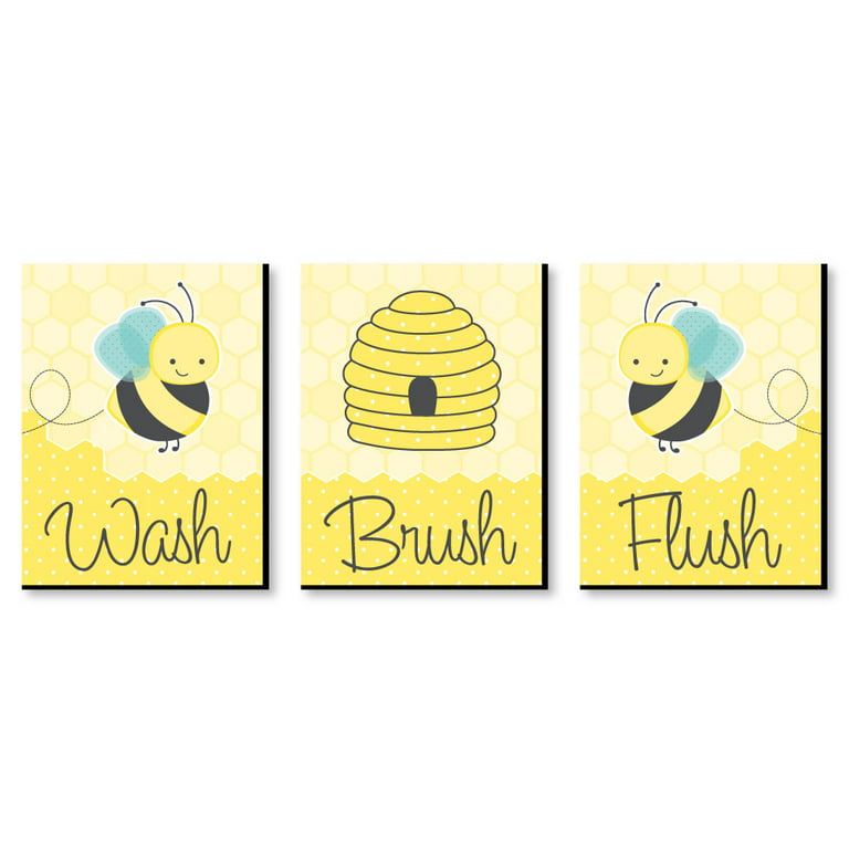 Big Dot of Happiness Little Bumblebee - Bee Kids Bathroom Rules