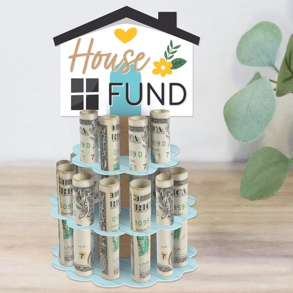 Big Dot of Happiness House Fund - DIY Wedding or Engagement Party Money Holder Gift - Cash Cake