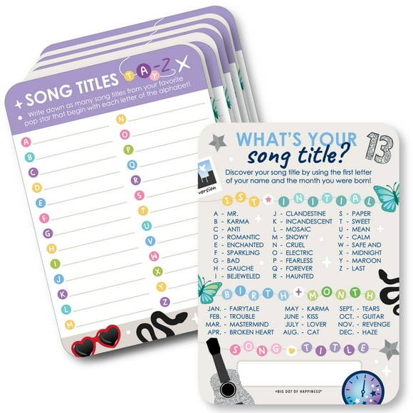 Big Dot of Happiness In My Party Era - 2-in-1 Celebrity Concert Party Cards - Activity Duo Games - Set of 20