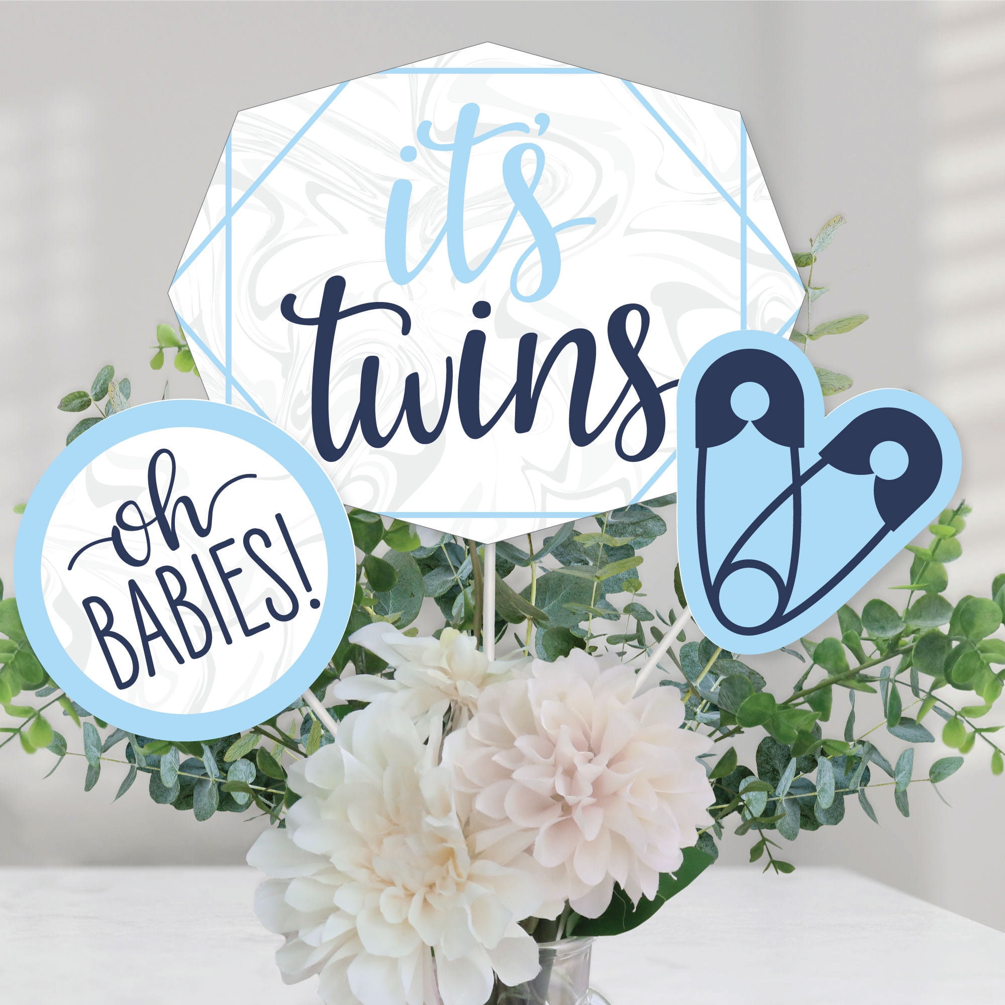 Baby Shower Centerpieces For Tables Boy Hello Little One - Blue And Silver  - Boy Baby Shower Favor Gift Tags (Set Of 20 Boy Baby Shower Table  Decorations, image size:2000x2000