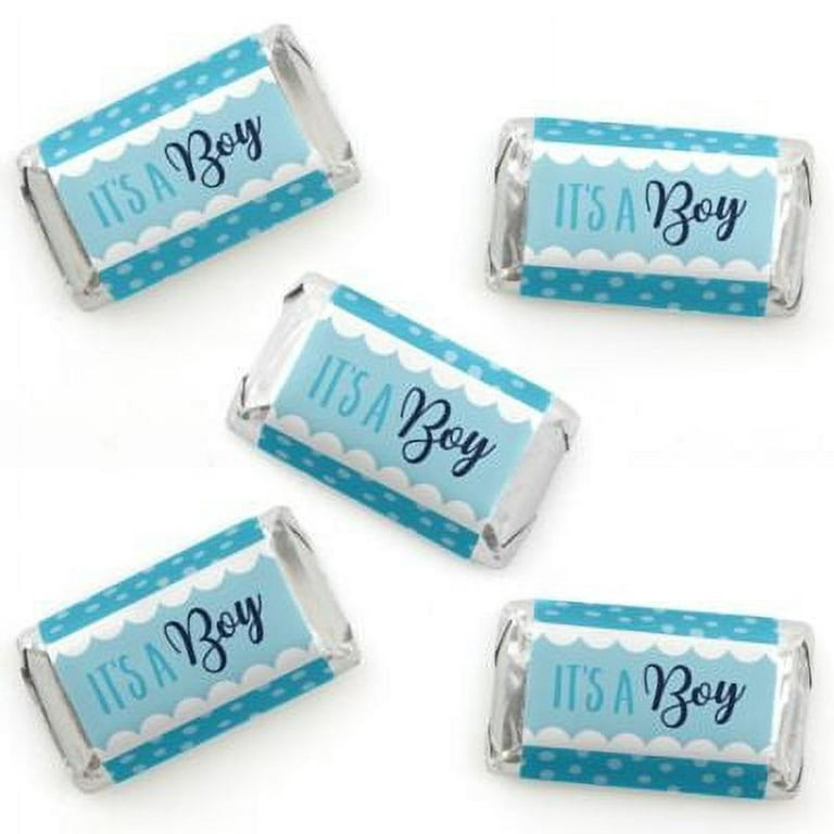 Brown and Blue Baby Shower Candy Wrappers