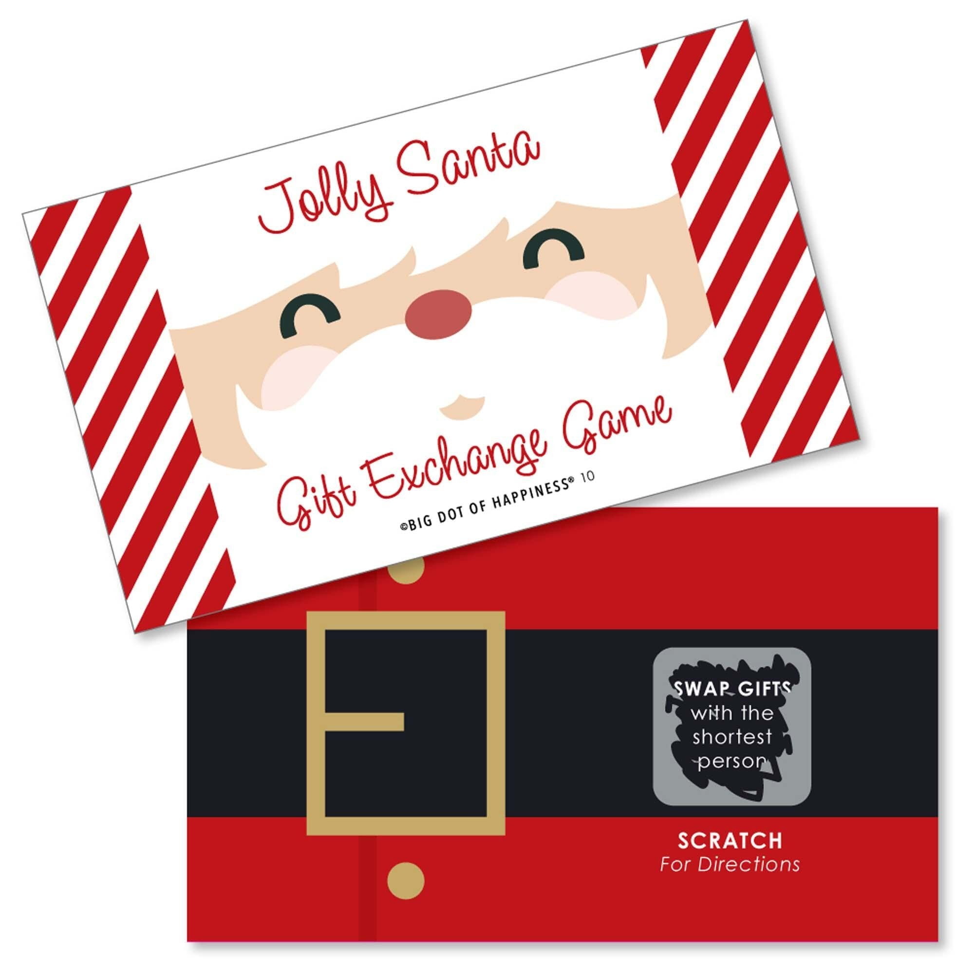 Big Dot of Happiness Jolly Santa Claus - Christmas Party White Elephant Gift Exchange Game Scratch Off Cards - 22 Count