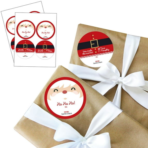 Big Dot of Happiness Jolly Santa Claus - Large Christmas Sticker Gift Tags - from Santa Stickers Gift Stickers - Set of 8
