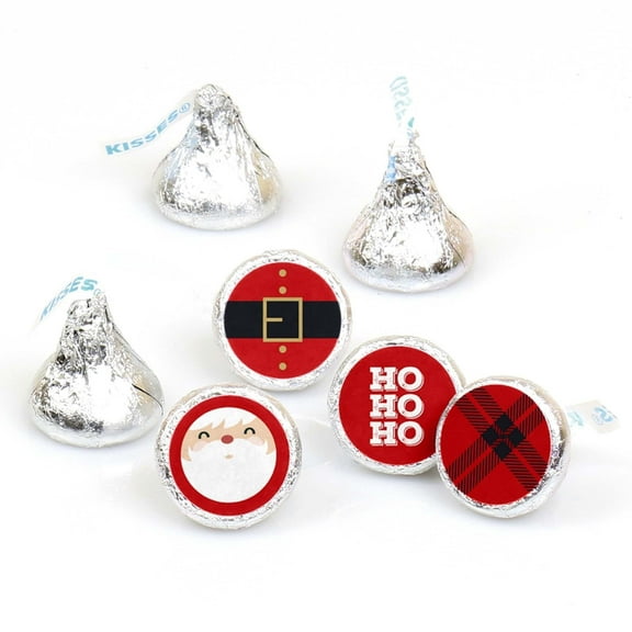 Big Dot of Happiness Jolly Santa Claus - Round Candy Christmas Party Sticker Favors - Labels Fits Hersheys Kisses (1 Sheet of 108)