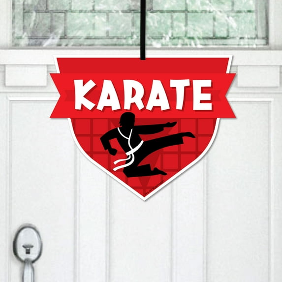 Big Dot of Happiness Karate Master - Hanging Porch Martial Arts Birthday Party Outdoor Decorations - Front Door Decor - 1 Piece Sign