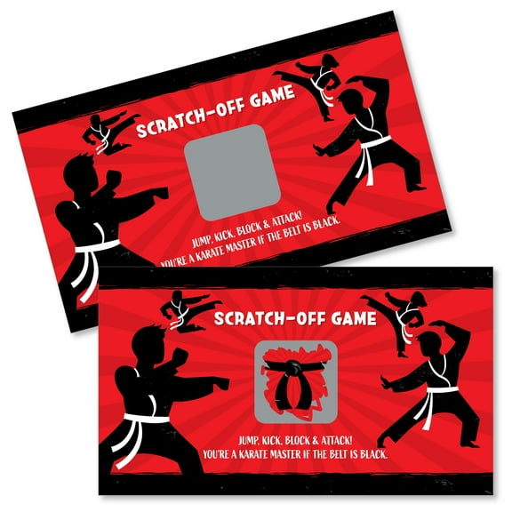 Big Dot of Happiness Karate Master - Martial Arts Birthday Party Game Scratch Off Cards - 22 Count