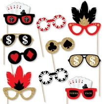 Big Dot of Happiness Las Vegas Glasses - Paper Card Stock Casino Party Photo Booth Props Kit - 10 Count