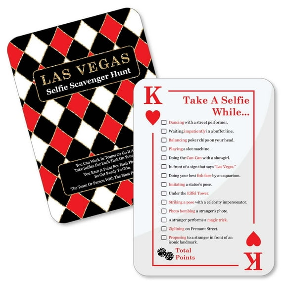 Big Dot of Happiness Las Vegas - Selfie Scavenger Hunt - Casino Party Game - Set of 12