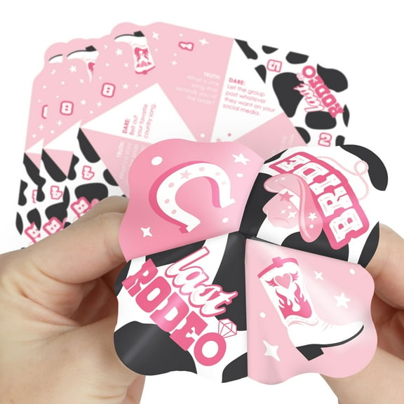 Big Dot of Happiness Last Rodeo - Pink Cowgirl Bachelorette Party Cootie Catcher Game - Truth or Dare Fortune Tellers - Set of 12