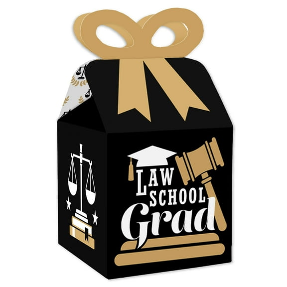 Big Dot of Happiness Law School Grad - Square Favor Gift Boxes - Future Lawyer Graduation Party Bow Boxes - Set of 12