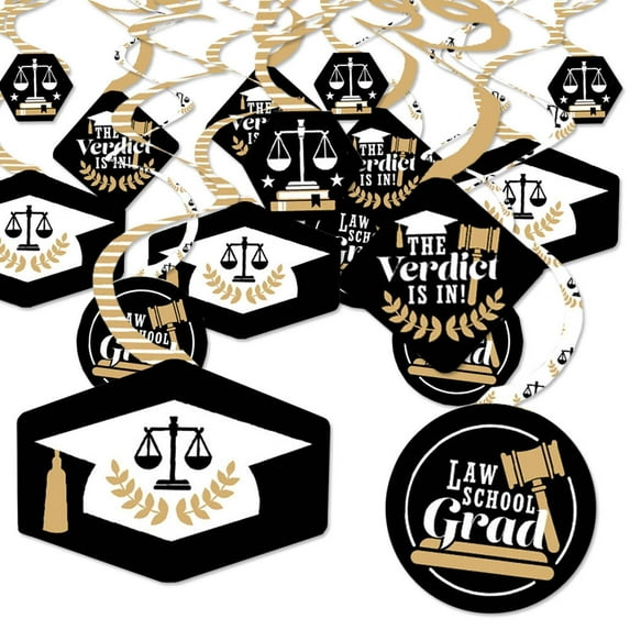 Big Dot of Happiness Law School Graduation Decoratioins Hanging Swirls - Set of 40