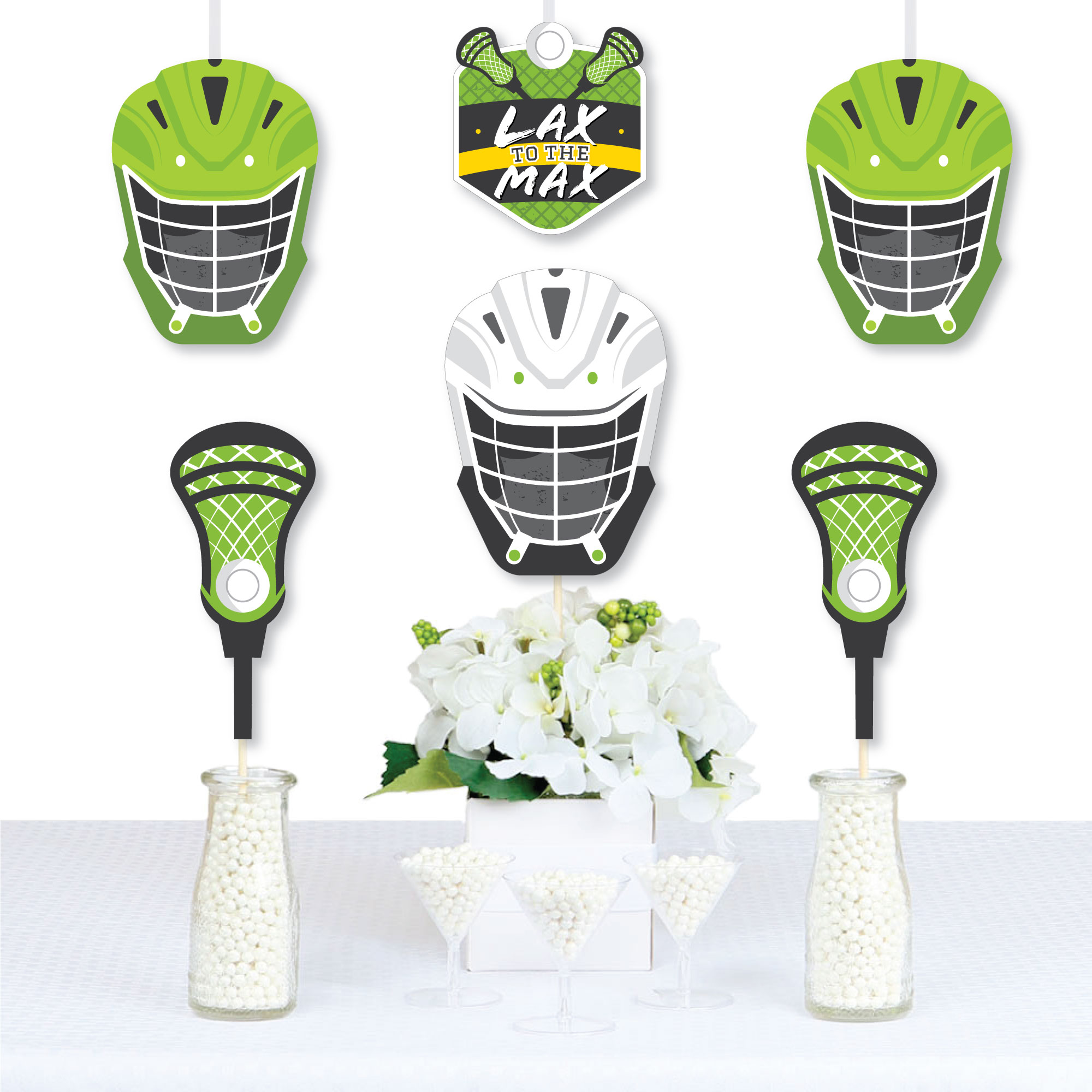 Big Dot of Happiness Lax to the Max Lacrosse Helmet, Stick, and Shield