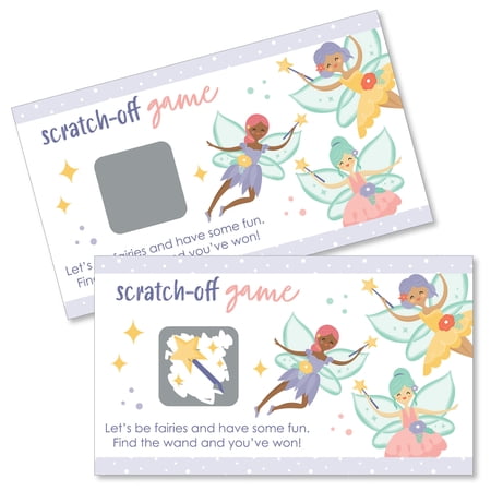 Big Dot of Happiness Let's Be Fairies - Fairy Garden Birthday Party Game Scratch Off Cards - 22 Count