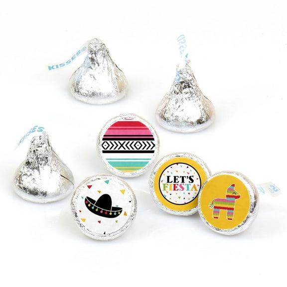 Big Dot of Happiness Let's Fiesta - Fiesta - Round Candy Sticker Favors - Labels Fits Chocolate Candy (1 sheet of 108)