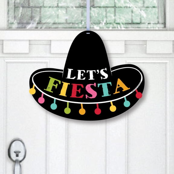Big Dot of Happiness Let's Fiesta - Hanging Porch Fiesta Outdoor Decorations - Front Door Decor - 1 Piece Sign