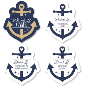 Big Dot of Happiness Let's Get Nauti Drink If Party Game, Beach Bridal and Nautical Bachelorette Party Game Cards Set of 24