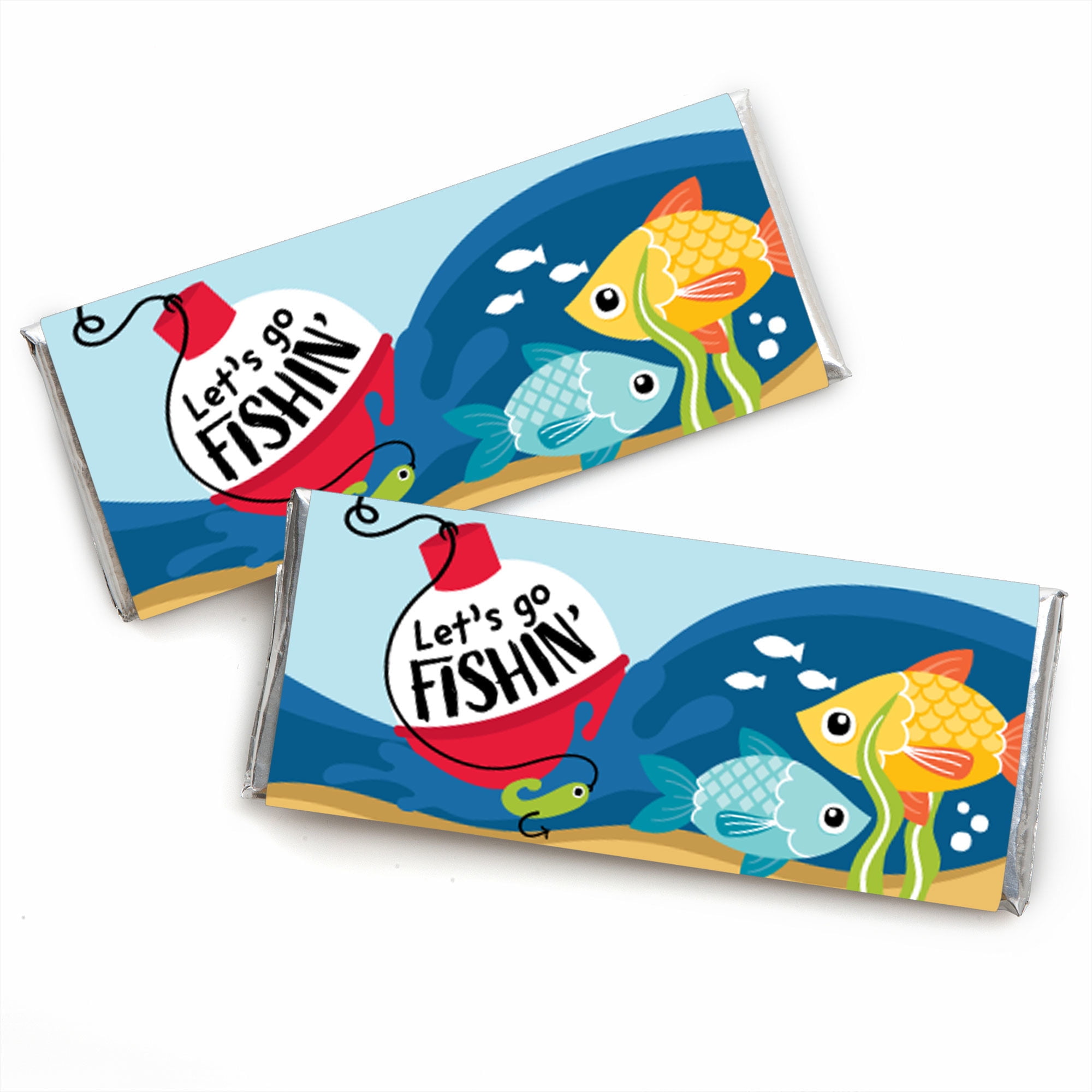 Big Dot of Happiness Let's Go Fishing - Candy Bar Wrapper Fish Themed ...