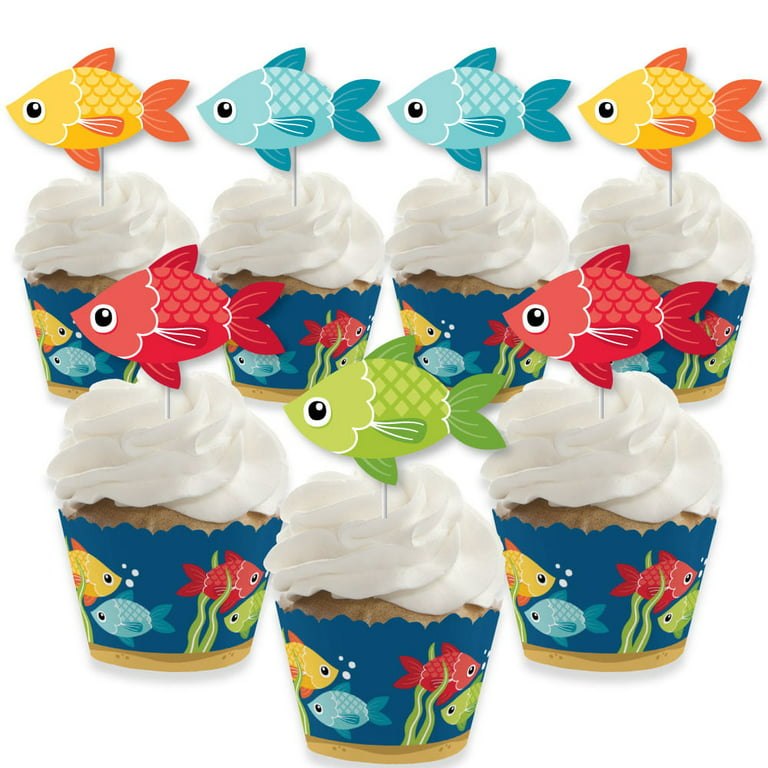 Big Dot of Happiness Let's Go Fishing - Cupcake Decoration - Fish