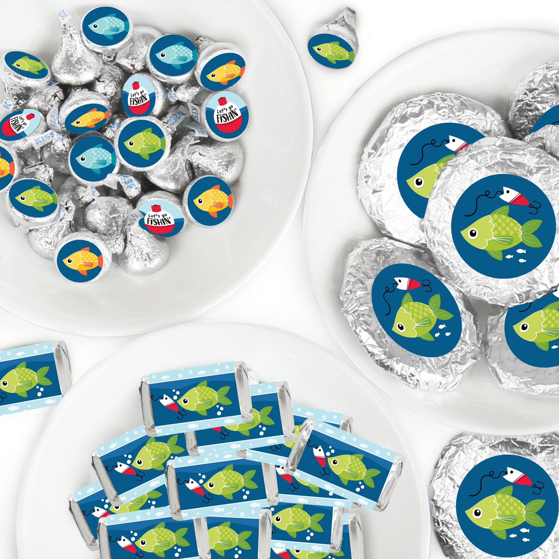 Big Dot of Happiness Let's Go Fishing - Fish Themed Birthday Party or Baby  Shower Candy Favor Sticker Kit - 304 Pieces 