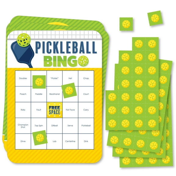 Big Dot of Happiness Lets Rally - Pickleball - Bingo Cards and Markers - Birthday or Retirement Party Bingo Game - Set of 18