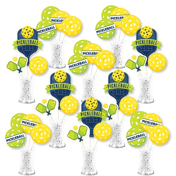 Big Dot of Happiness Let's Rally - Pickleball - Birthday or Retirement Party Centerpiece Sticks - Showstopper Table Toppers - 35 Pieces