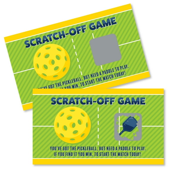 Big Dot of Happiness Lets Rally - Pickleball - Birthday or Retirement Party Game Scratch Off Cards - 22 Count