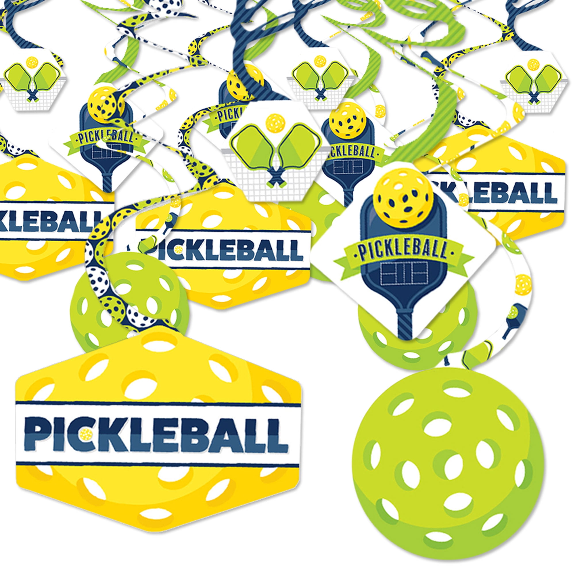 Big Dot of Happiness Lets Rally - Pickleball - Birthday or Retirement Party Hanging Decor - Party Decoration Swirls - Set of 40