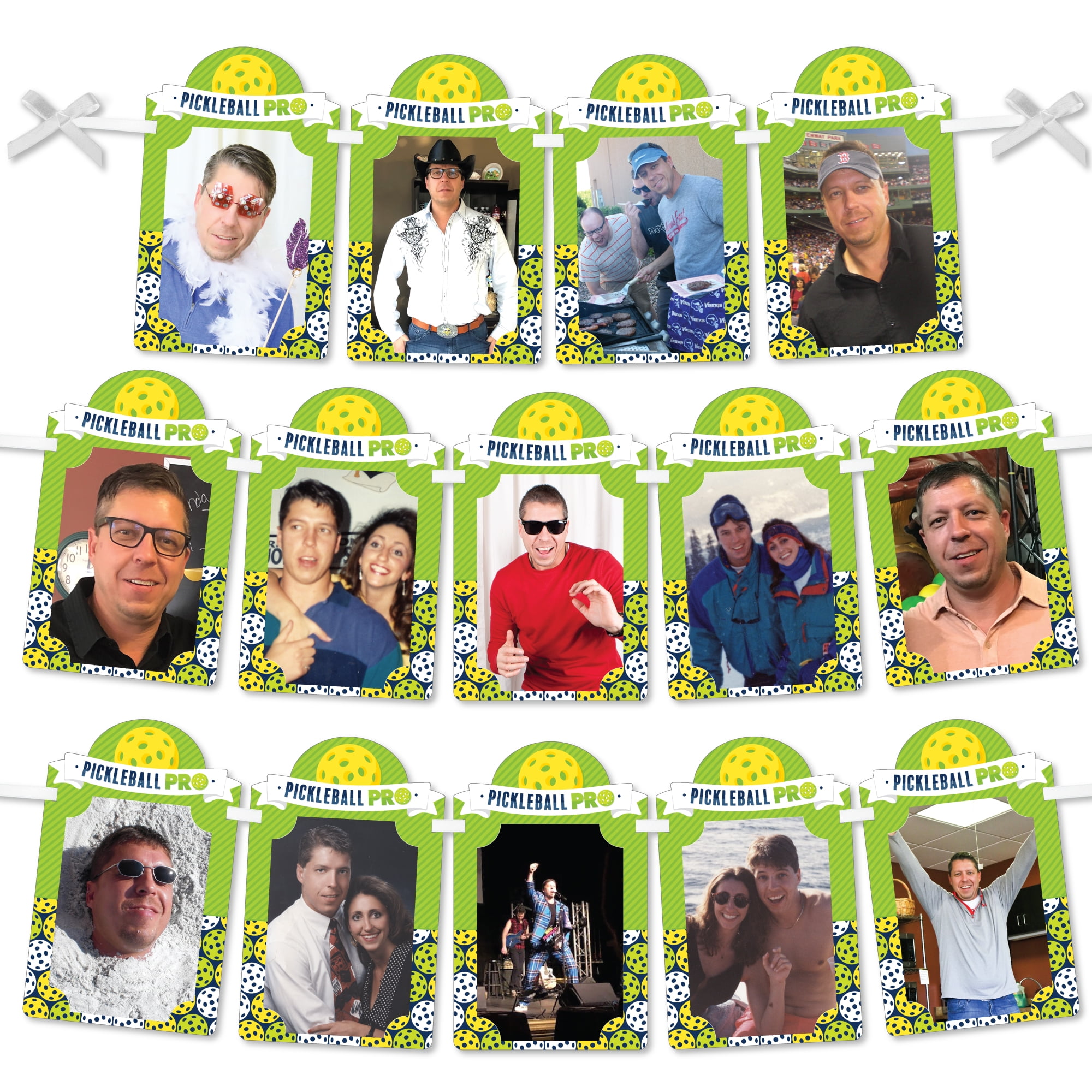 Big Dot of Happiness Let's Rally - Pickleball - DIY Birthday or Retirement Party Decor - Picture Display - Photo Banner