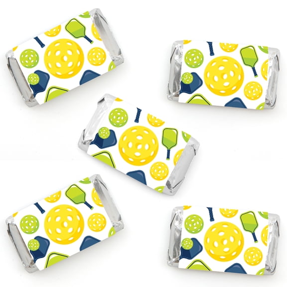 Big Dot of Happiness Lets Rally - Pickleball - Mini Candy Bar Wrapper Stickers - Birthday or Retirement Party Small Favors - 40 Count