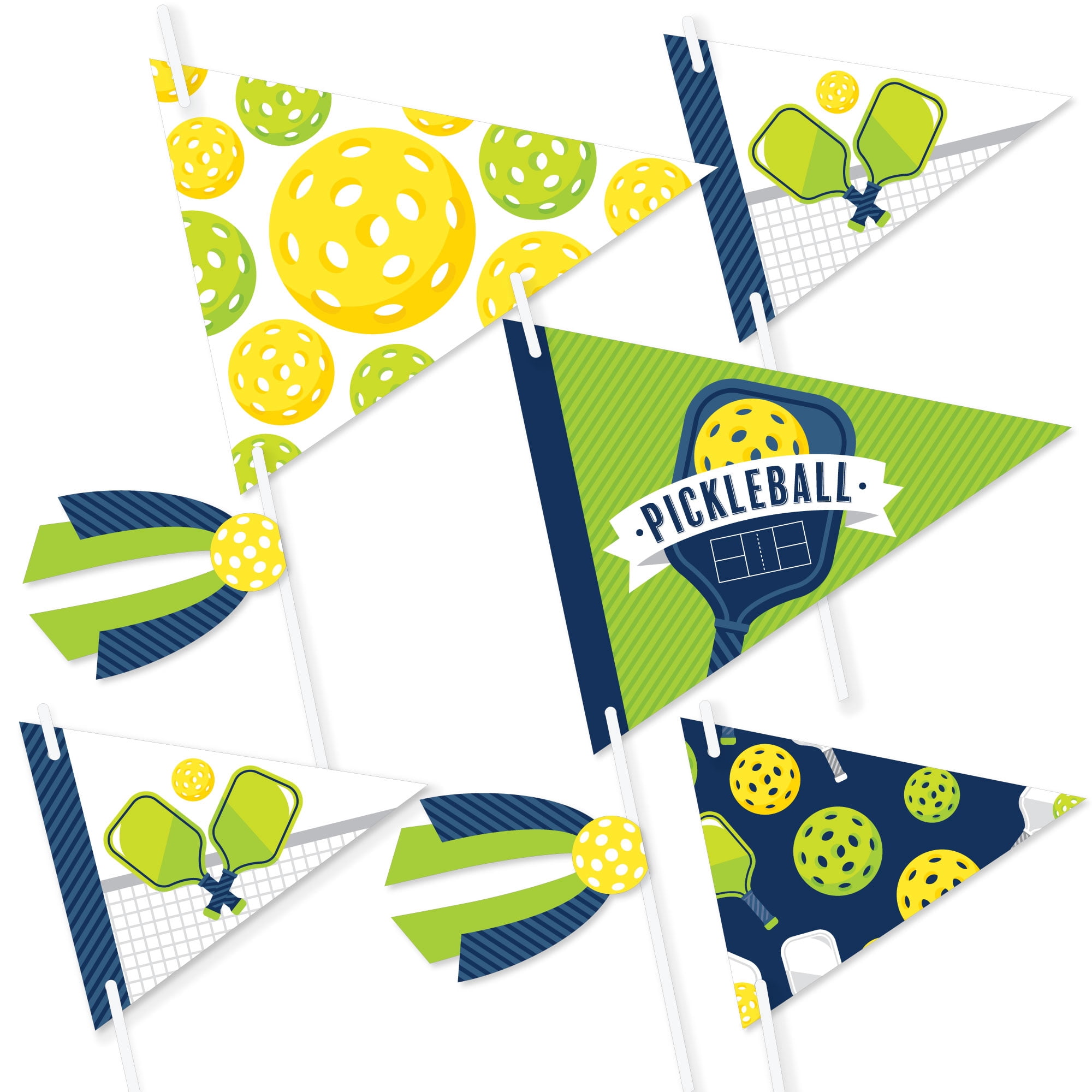 3 Pack Pickleball Pennant Banners – Funny Pickle Theme Triangle Garland Flags For Parties - View #2