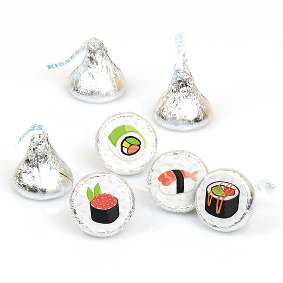 Big Dot of Happiness Let's Roll - Sushi - Japanese Party Round Candy Sticker Favors - Labels Fits Chocolate Candy (1 sheet of 108)