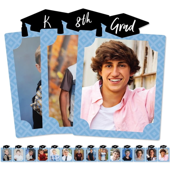 Big Dot of Happiness Light Blue Graduation 8 x 10 inches K-12 School Photo Holder - DIY Party Decor - Picturific Display