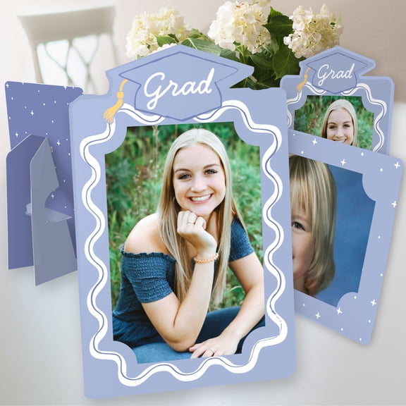 Big Dot of Happiness Light Purple Graduation Party Paper Photo Frames, 4x6 Picture Display Holders, Table Centerpiece Decorations Set of 12