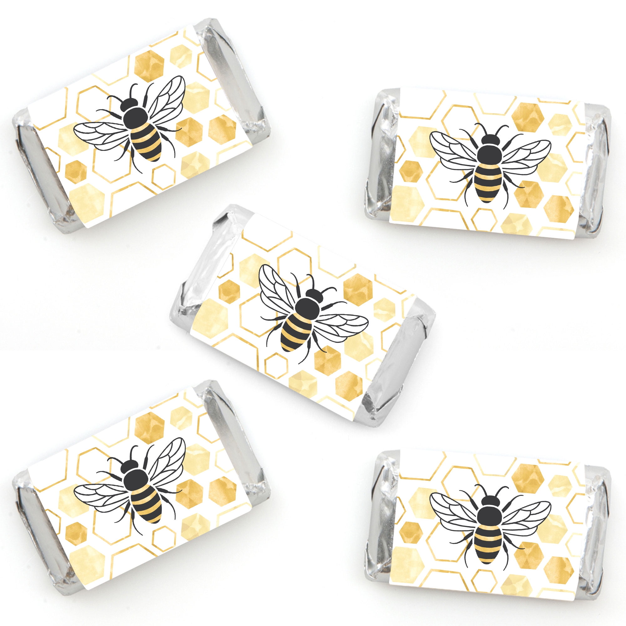 Wrapper Sticker Big Dot of Happiness Little Bumblebee - Mini Candy Bar Wrapper Stickers ...