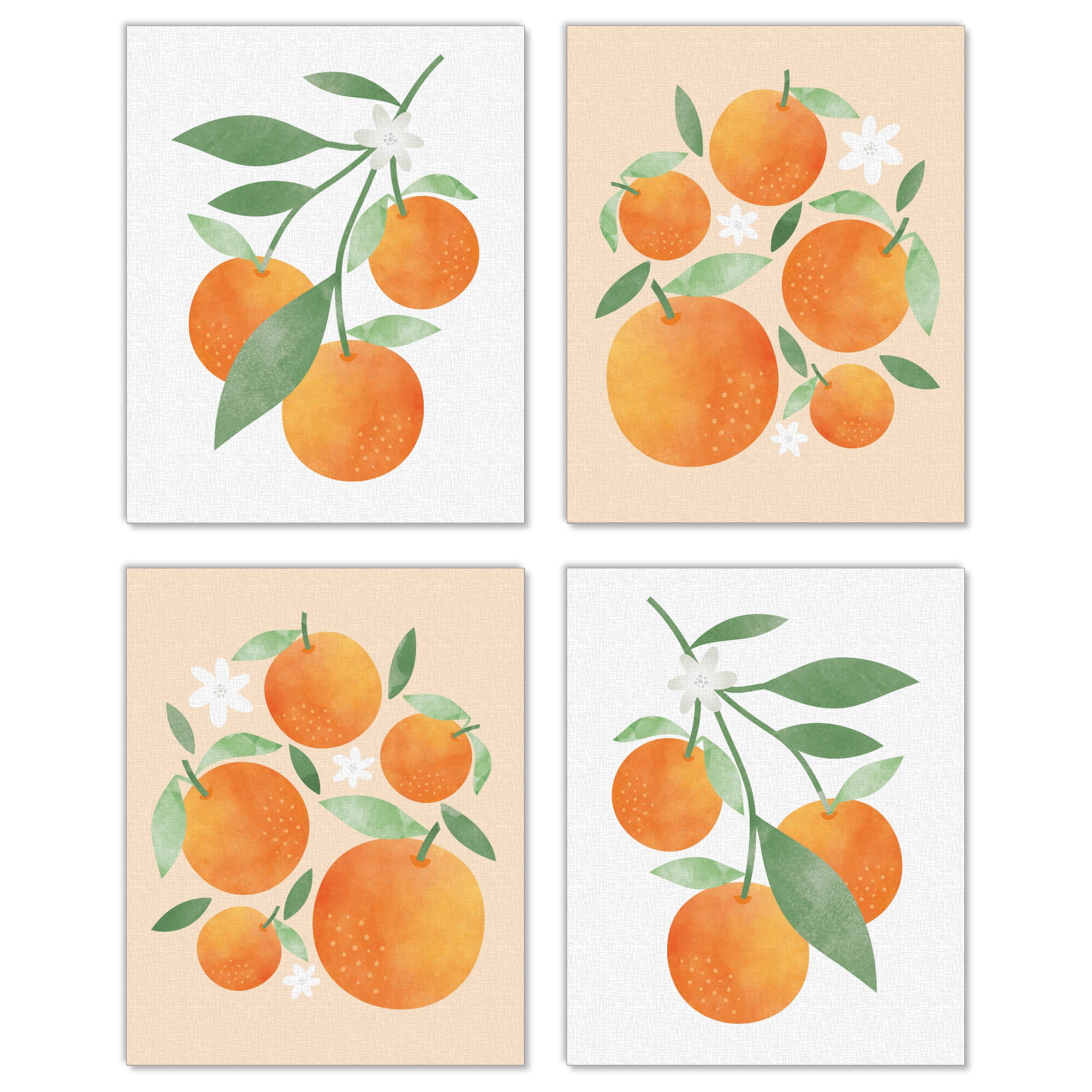 Little Clementine Orange Citrus Linen Paper Wall Art Set