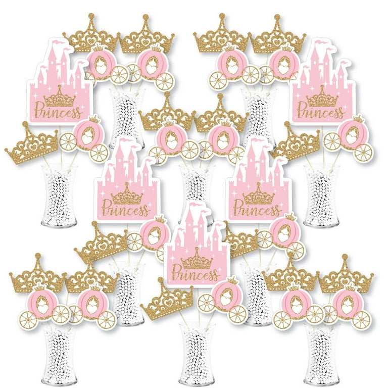 Big Dot of Happiness Little Princess Crown - Pink Princess Baby Shower or  Birthday Party Centerpiece Sticks - Showstopper Table Toppers - 35 Pieces 