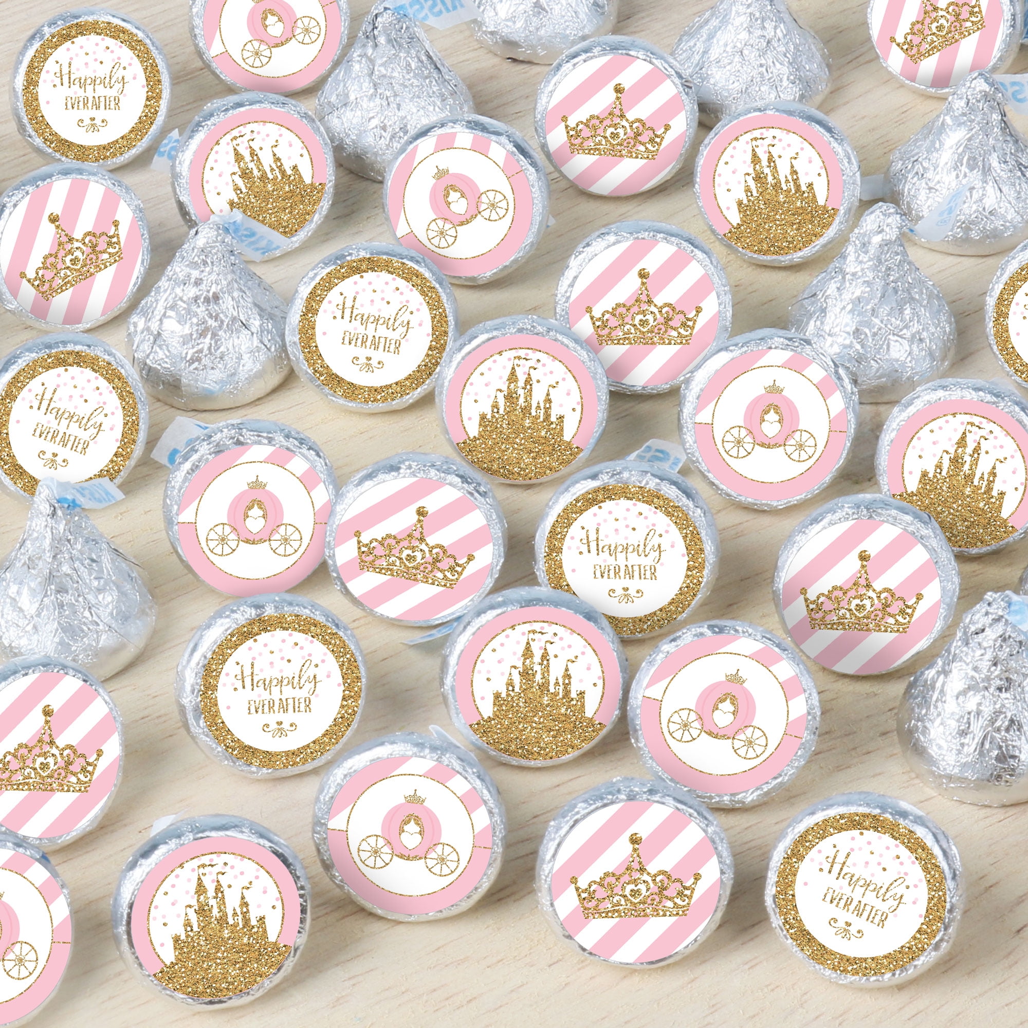 Little Princess Crown Stickers – 256 Pink & Gold Stickers, 16 Sheets, Perfect For Party Favors & Crafts