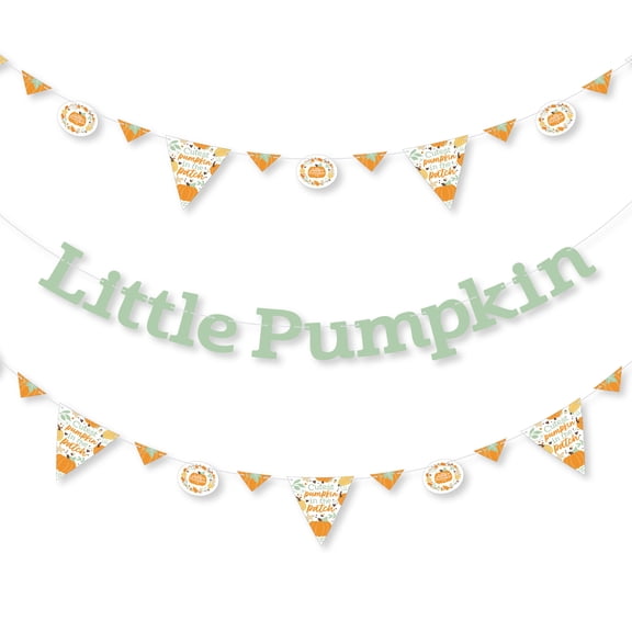 Big Dot of Happiness Little Pumpkin - Fall Birthday Party or Baby Shower Letter Banner Decoration 36 Banner Cutouts and Little Pumpkin Banner Letters
