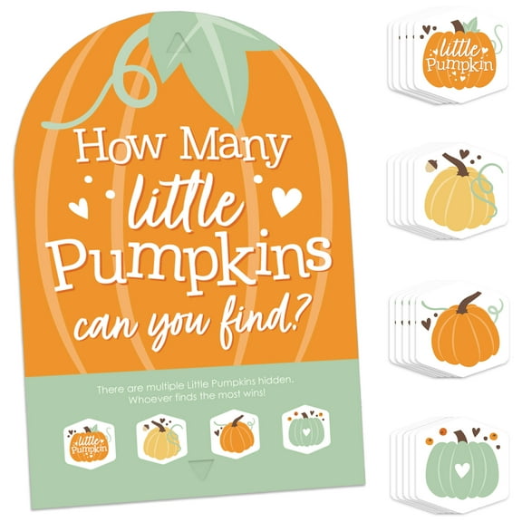 Big Dot of Happiness Little Pumpkin - Fall Birthday Party or Baby Shower Scavenger Hunt - 1 Stand and 48 Game Pieces - Hide and Find Game