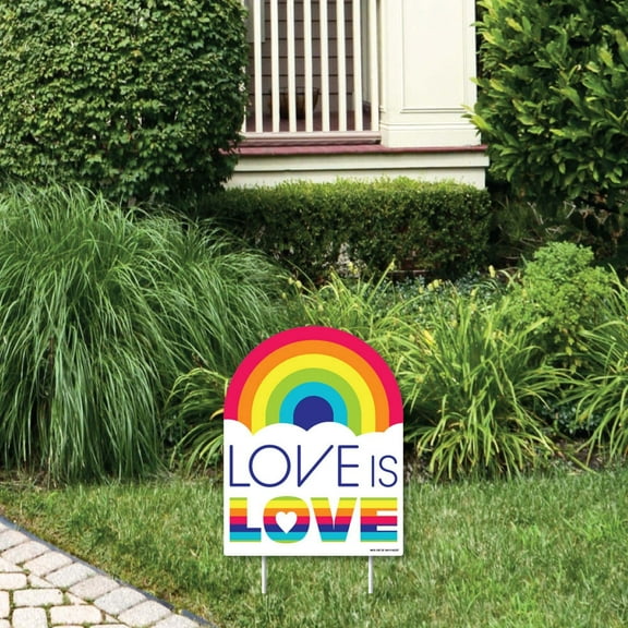 Big Dot of Happiness Love is Love - Pride - Outdoor Lawn Sign - Rainbow Party Yard Sign - 1 Piece