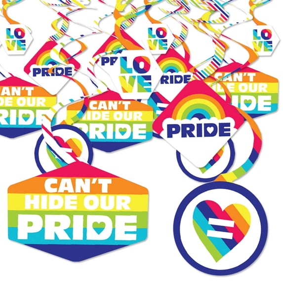 Big Dot of Happiness Love is Love - Pride - Rainbow Party Hanging Decor - Party Decoration Swirls - Set of 40
