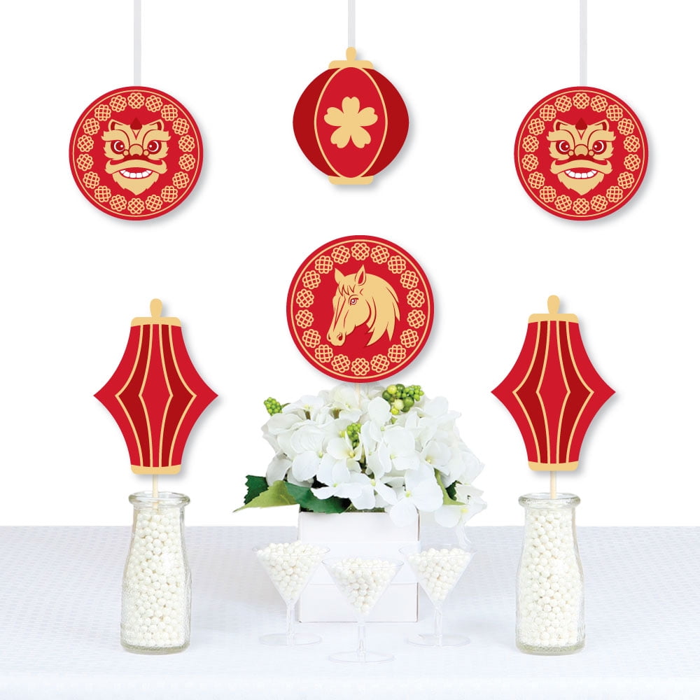 Big Dot of Happiness Lunar New Year - Lantern Decorations DIY 2026 Year of the Horse Essentials - Set of 20