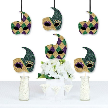 Big Dot of Happiness Mardi Gras - Mask Decorations DIY Masquerade Party Essentials - Set of 20