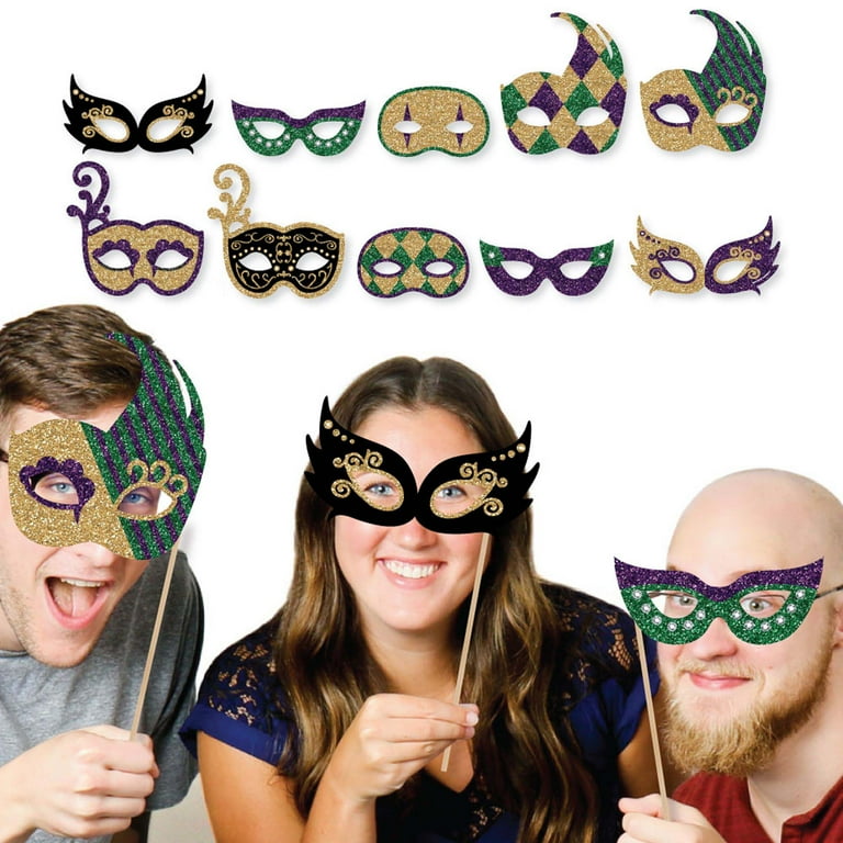 Mardi Gras Party Decorations Pack - Masquerade Masks & Glasses