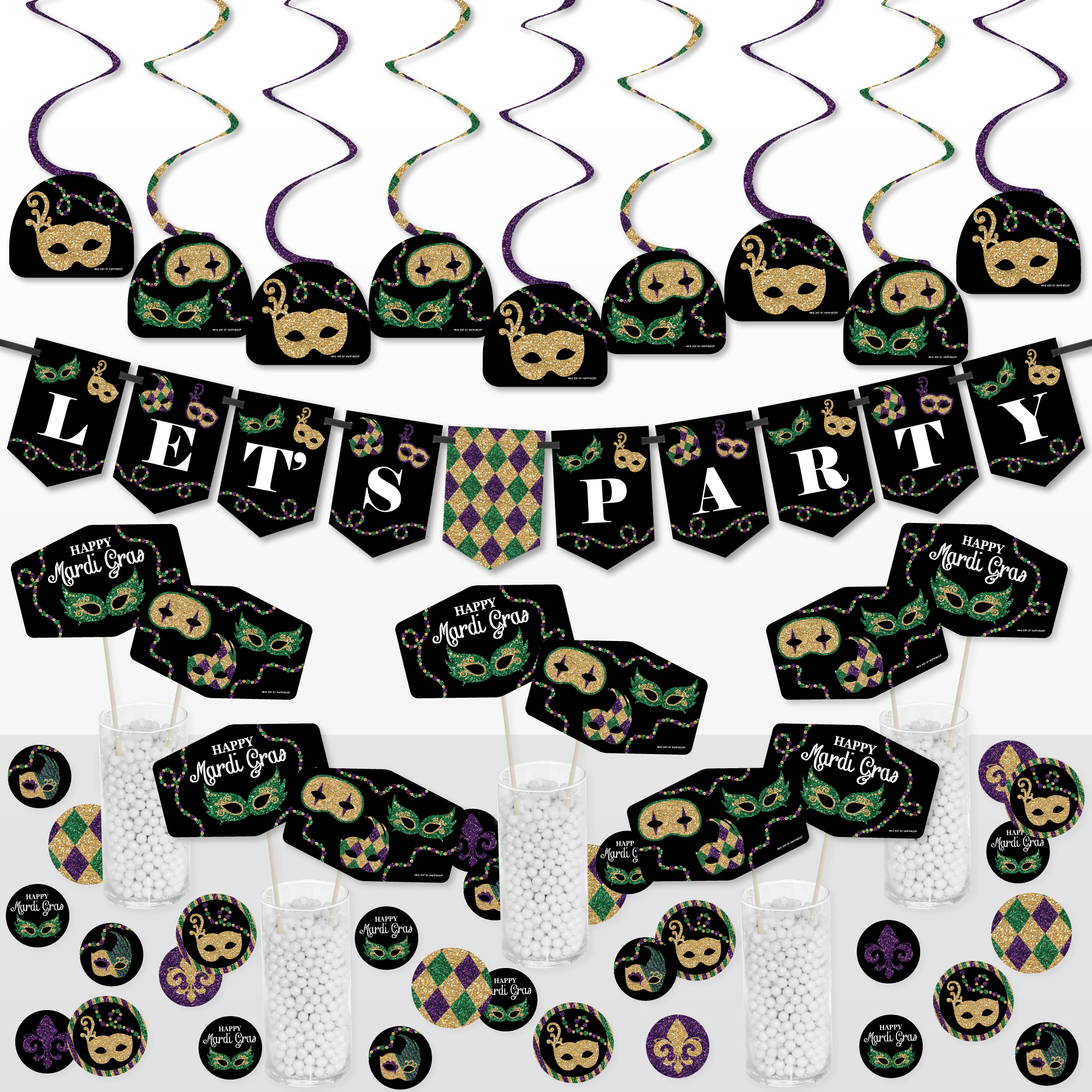 Big Dot of Happiness Hanging Mardi Gras - Outdoor Hanging Decor - Masquerade  Party Decorations - 10 Pieces