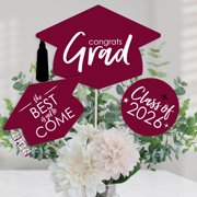 Big Dot of Happiness Maroon 2026 Graduation Party Centerpiece Sticks - Table Toppers - Set of 15