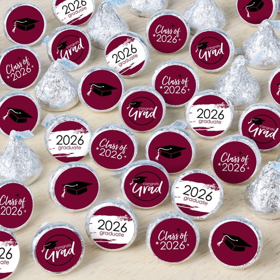 Big Dot of Happiness Maroon Grad - Best is Yet to Come - 2026 Burgundy Graduation Party Small Round Candy Stickers - Party Favor Labels - 324 Count